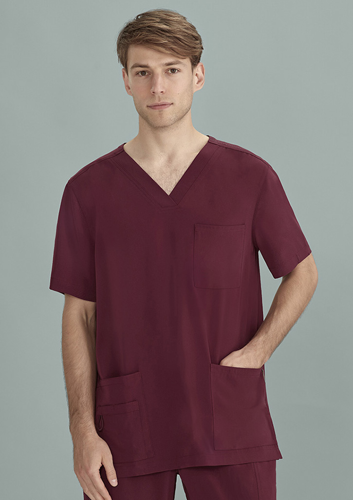 Burgundy Mens Avery V-Neck Scrub Top